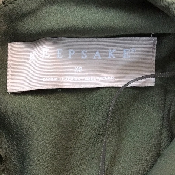 KEEPSAKE Green Frameless Asymmetrical Lace Cocktail Dress Size Extra Small - Picture 9 of 10